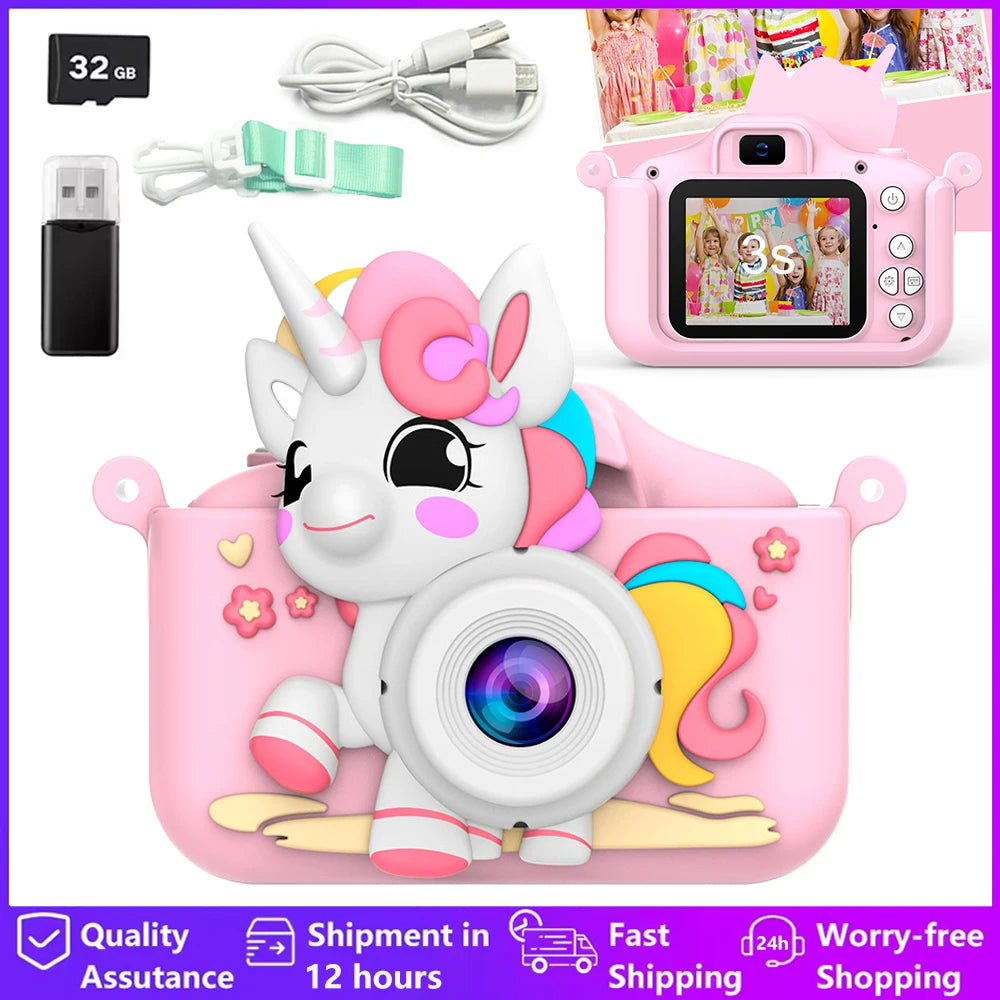Kid Camera Digital Camera Toys For Girls Boys 1080P HD Screen Video Recording Music Playback Gaming 2 inch Children Camera Gift